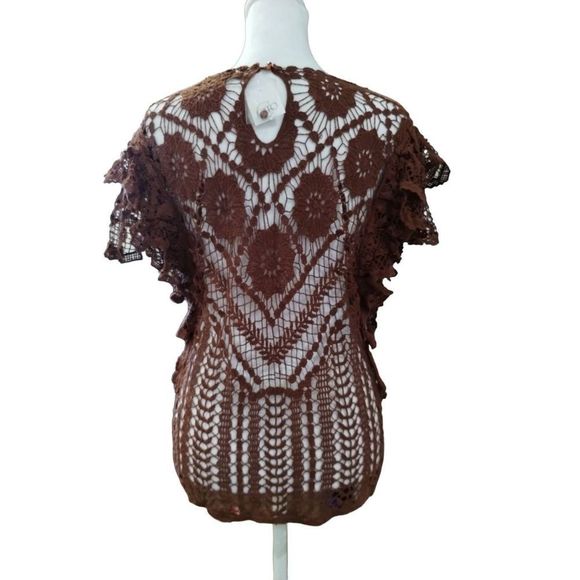 NEW WT Boho Style Crochet Top, Medium - Picture 3 of 9